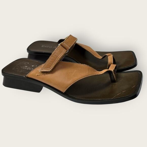 Enzo Angiolini Brown Leather Square Toe Sandals – Women’s 8.5 - Picture 1 of 7